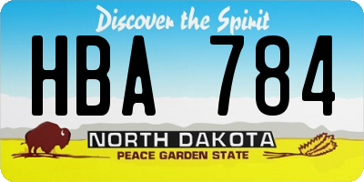 ND license plate HBA784