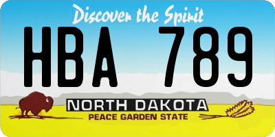 ND license plate HBA789