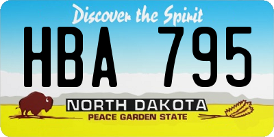 ND license plate HBA795