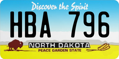 ND license plate HBA796