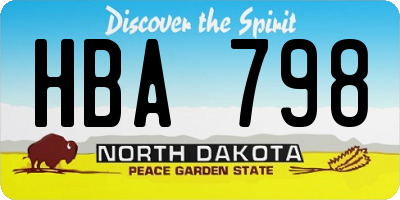 ND license plate HBA798