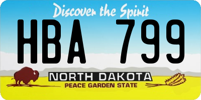 ND license plate HBA799