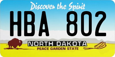 ND license plate HBA802