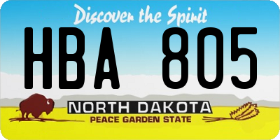 ND license plate HBA805