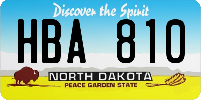 ND license plate HBA810