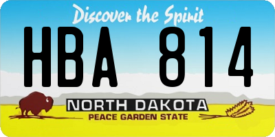 ND license plate HBA814