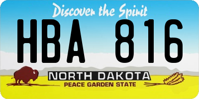 ND license plate HBA816