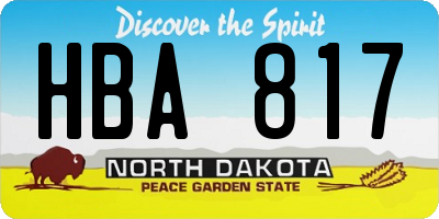 ND license plate HBA817