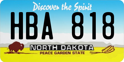 ND license plate HBA818