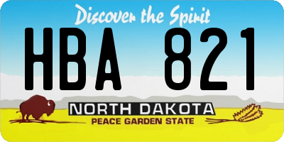 ND license plate HBA821