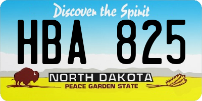 ND license plate HBA825