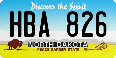 ND license plate HBA826