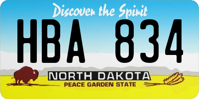 ND license plate HBA834