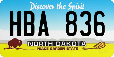 ND license plate HBA836