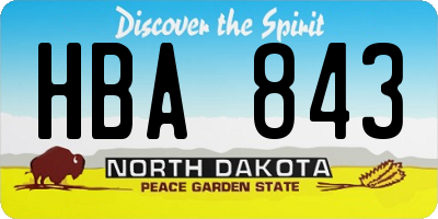 ND license plate HBA843