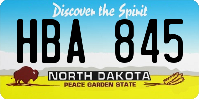 ND license plate HBA845