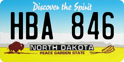 ND license plate HBA846