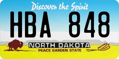 ND license plate HBA848