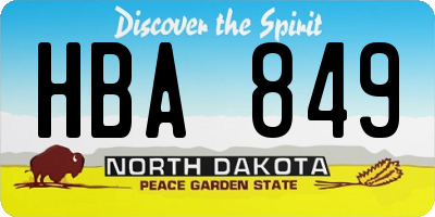 ND license plate HBA849