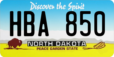 ND license plate HBA850