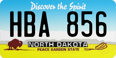 ND license plate HBA856