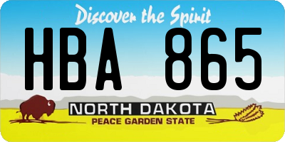 ND license plate HBA865