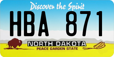 ND license plate HBA871