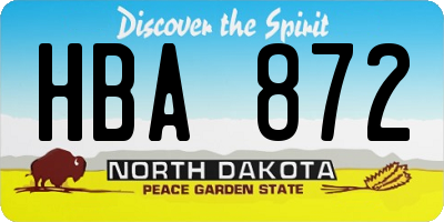 ND license plate HBA872