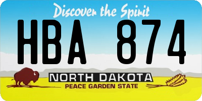 ND license plate HBA874