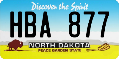 ND license plate HBA877