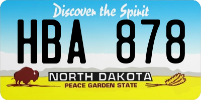 ND license plate HBA878