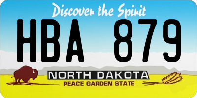 ND license plate HBA879