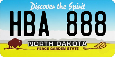 ND license plate HBA888