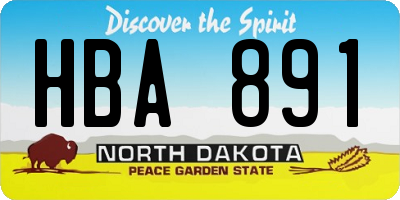 ND license plate HBA891