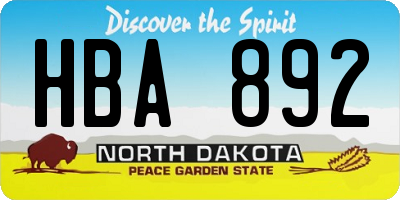 ND license plate HBA892