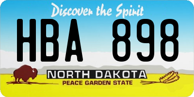 ND license plate HBA898