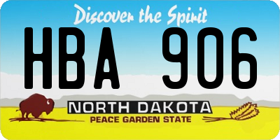 ND license plate HBA906