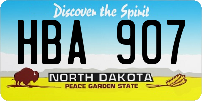 ND license plate HBA907
