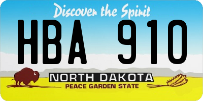 ND license plate HBA910