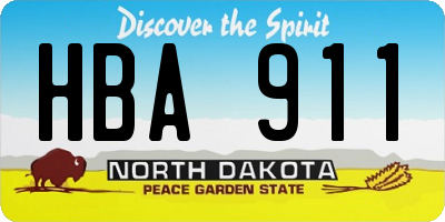 ND license plate HBA911