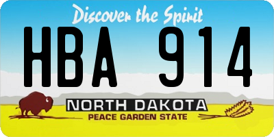 ND license plate HBA914