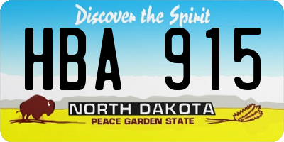 ND license plate HBA915