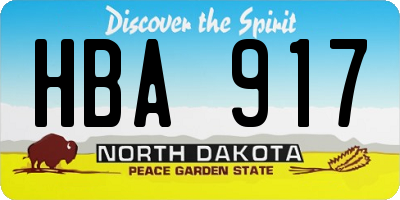 ND license plate HBA917