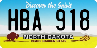 ND license plate HBA918