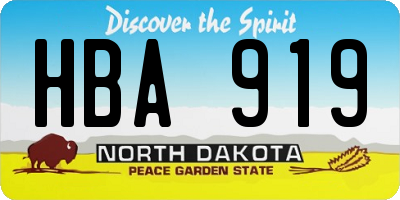 ND license plate HBA919