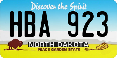ND license plate HBA923