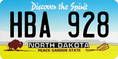 ND license plate HBA928