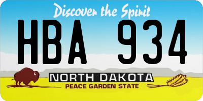 ND license plate HBA934