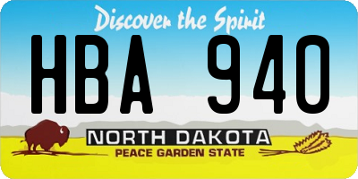 ND license plate HBA940