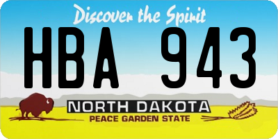 ND license plate HBA943